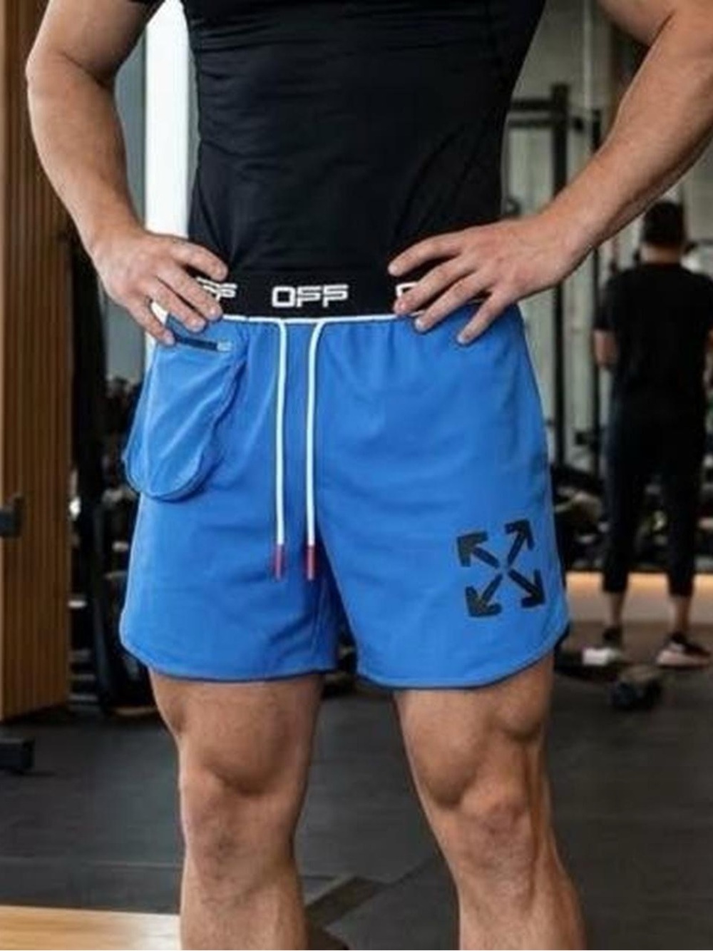 NWT Off-White c/o Virgil Abloh Active Two Layer Stretch-Jersey Blue Shorts SZ XS